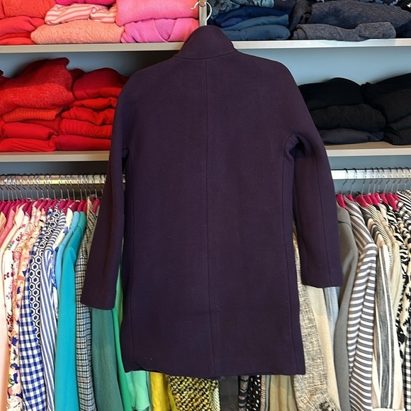 J Crew Italian Stadium Cloth 80% wool purple coat size XS - Picture 3 of 4